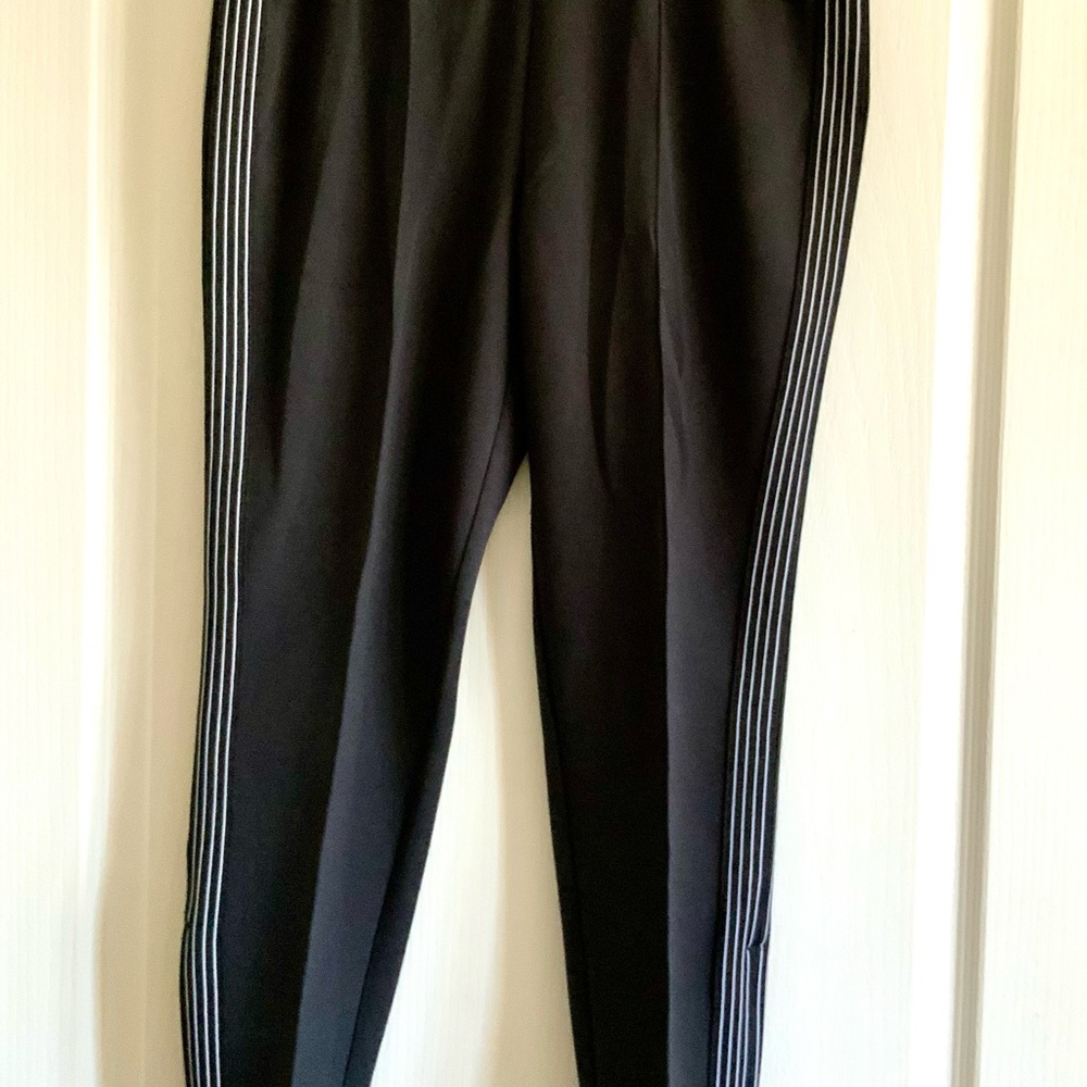 Athleta Black Track Pants with White Stripes Like New